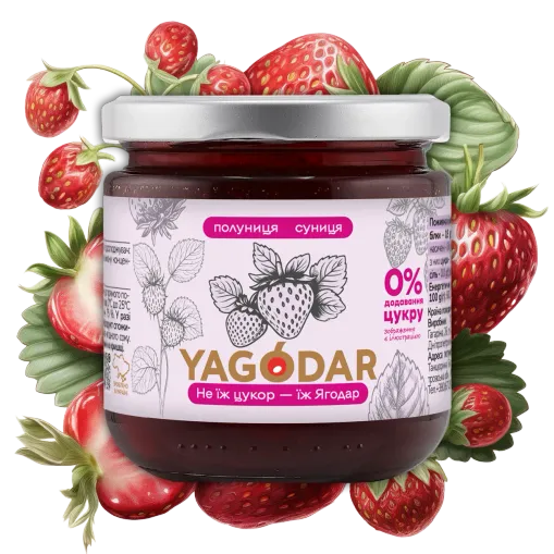 Полуниця-суниця джем без цукру YAGODAR - 2