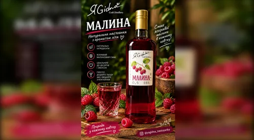 Настоянка "Малина" 18% 500 мл, ЯGidna - 1